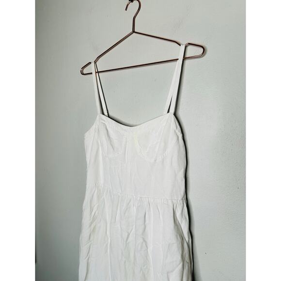 JONATHAN SIMKHAI White Kitzia Linen Cover Up Bustier Midi Dress Size Large - Picture 6 of 12